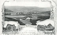 Schmallenberg mit Eisenbahn im Jahre 1904: Die Eisenbahntrasse ist in der Bildmitte im Hintergrund erkennbar.